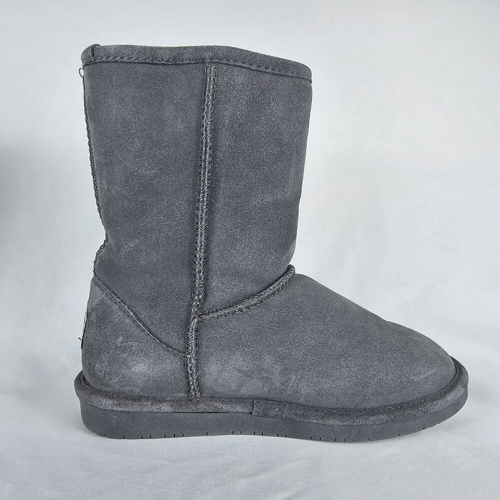 Bearpaw Emma Short Suede Winter Boots Gray Women’s Size 7 Sheepskin Lined - Picture 6 of 16
